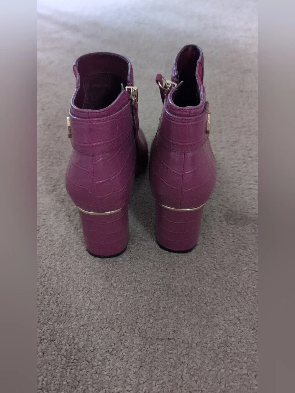 White House Black Market Burgundy Reptile Heeled Ankle Bootie